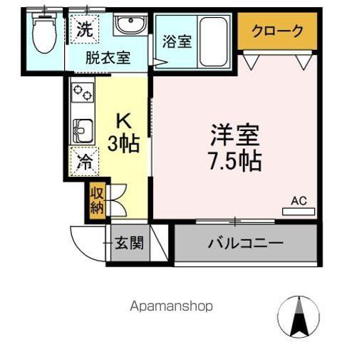 ALWAYS SUN(1K/1階)の間取り写真