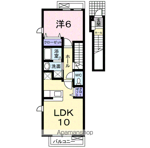 ヌーヴォー池上(1LDK/2階)の間取り写真