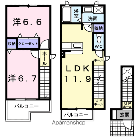リス・ブラン(2LDK/2階)の間取り写真
