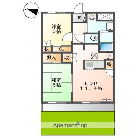 リヴィエールⅡ(2LDK/1階)の間取り写真