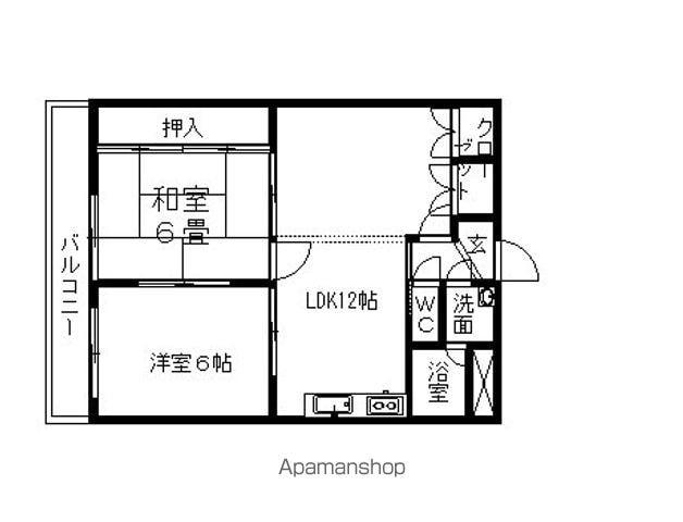 タイハイツ焼田(2LDK/3階)の間取り写真