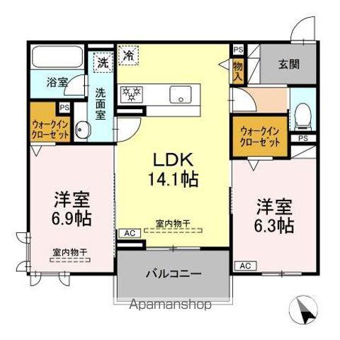 ル・カヴァリエ(2LDK/2階)の間取り写真