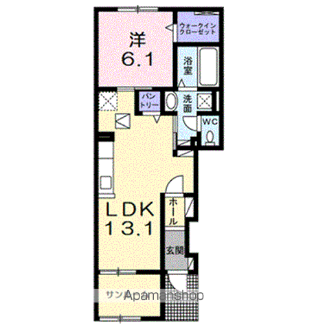 Yフォレスト五個荘(1LDK/1階)の間取り写真