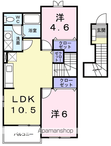 ラフレシールⅡ(2LDK/2階)の間取り写真