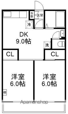 パールマンション 習志野(2DK/3階)の間取り写真