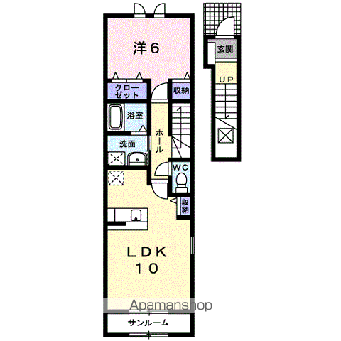 ミニョン・ガーデン(1LDK/2階)の間取り写真
