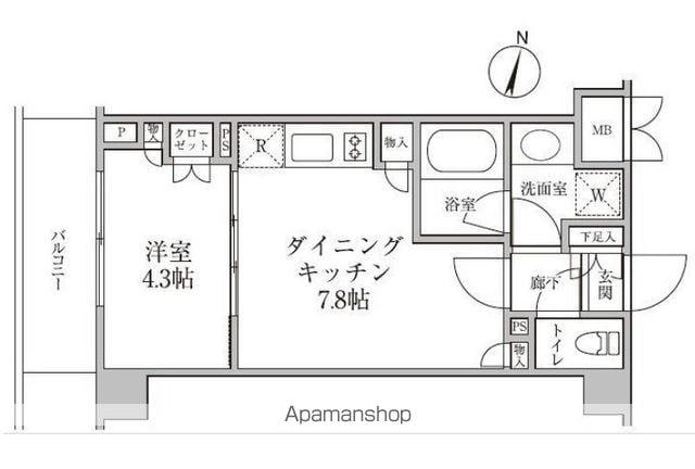 レジディア神楽坂Ⅱ(1DK/2階)の間取り写真