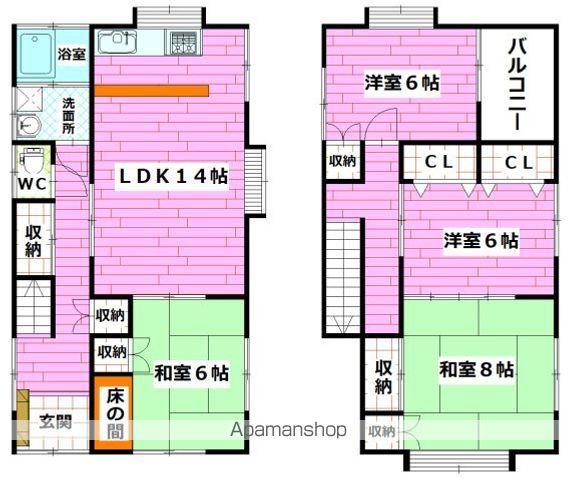 山陽本線 中野東駅 徒歩12分 2階建 築46年(4LDK)の間取り写真