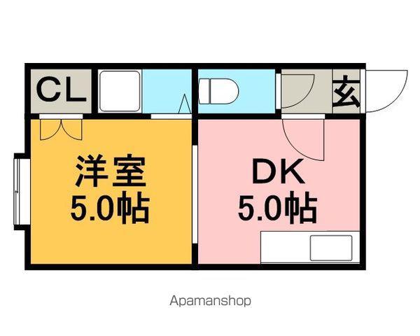 ホワイトヴィラⅢ(1DK/3階)の間取り写真
