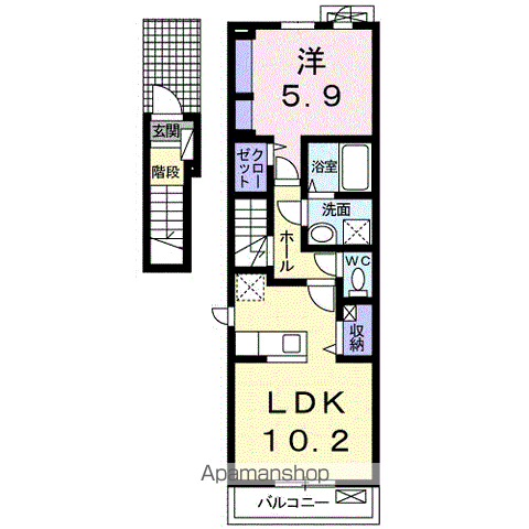 ジェノビア(1LDK/2階)の間取り写真