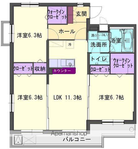 ソラーレ北上花園(3LDK/1階)の間取り写真