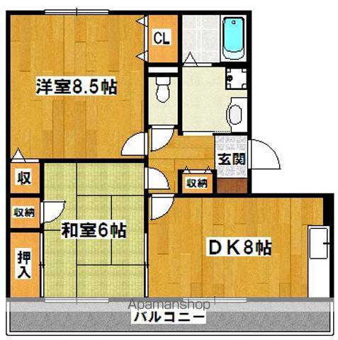 ハイカムール木下(2DK/2階)の間取り写真