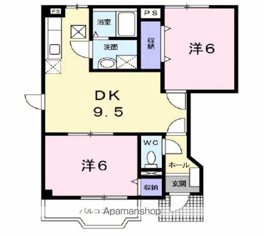 フォンテーヌ北館(2DK/1階)の間取り写真