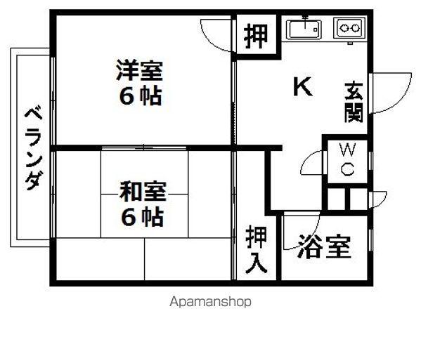 柳町ハイツ(2K/1階)の間取り写真