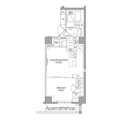 ザ・パークハビオ目黒フォート(1LDK/2階)の間取り写真