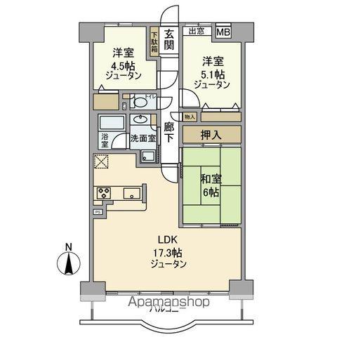 藤和シティコープ岐阜(3LDK/6階)の間取り写真