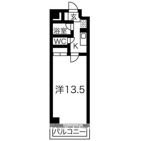 星ヶ丘ゴディバ(1K/2階)の間取り写真
