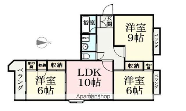 サン黒葉3(3LDK/4階)の間取り写真