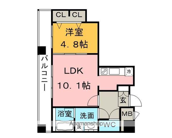 KDXレジデンス大濠ハーバービュータワー(1LDK/12階)の間取り写真