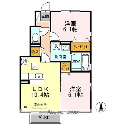 ヴォーン桜(2LDK/1階)の間取り写真