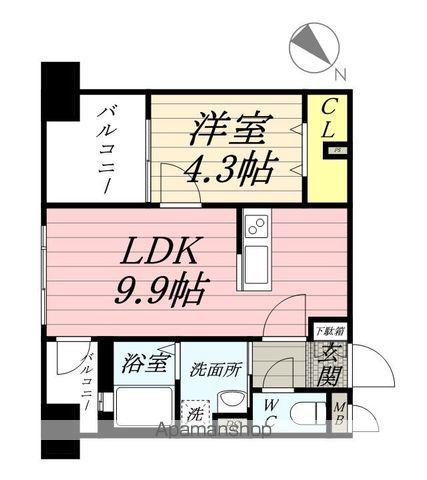 エンクレスト博多駅南CELES(1LDK/14階)の間取り写真