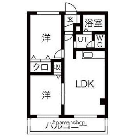 グランドマンション(2LDK/2階)の間取り写真