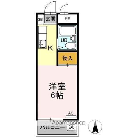 グリーンハイム桜塚(ワンルーム/4階)の間取り写真