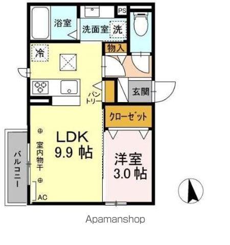 D-ROOM塩町(1LDK/1階)の間取り写真