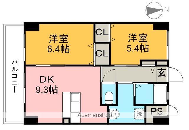 みつばちレジデンス(2DK/4階)の間取り写真