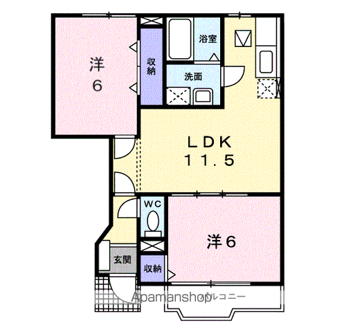 コーポ瀬萩A(2LDK/1階)の間取り写真
