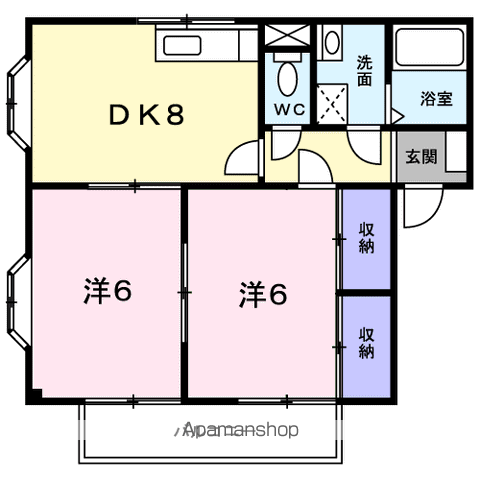 ヴィラマリンC(2DK/2階)の間取り写真