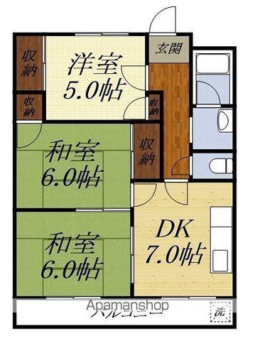 尾野スカイハイツ2(3DK/3階)の間取り写真
