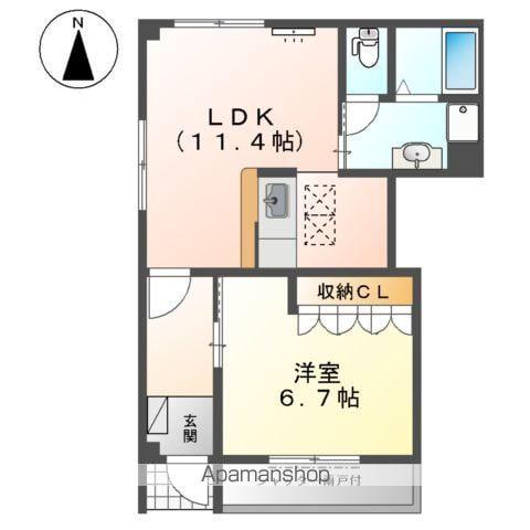 シャルムガーデン(1LDK/1階)の間取り写真
