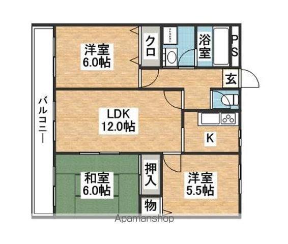 ホリデイ志免(3LDK/3階)の間取り写真