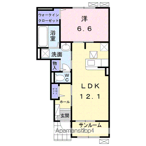 シャルマンコート広沢L(1LDK/1階)の間取り写真