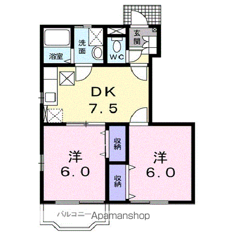メゾンリーブルB(2DK/1階)の間取り写真
