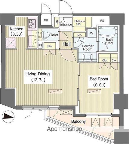 I-SUITEHIGASHINAKANO(1LDK/1階)の間取り写真