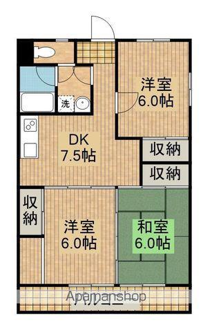 HAKUBA TOWN(3DK/3階)の間取り写真