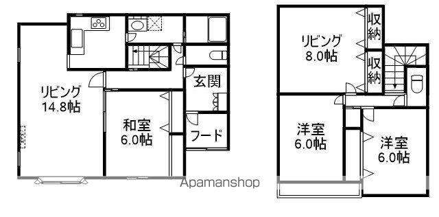 函館本線 稲積公園駅 徒歩25分 2階建 築39年(4LDK)の間取り写真