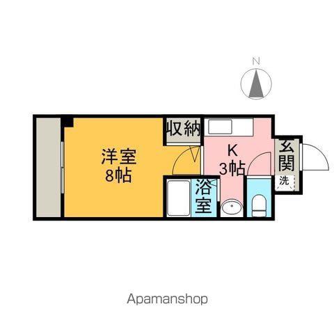 ドリームヒルズ西条(1K/1階)の間取り写真