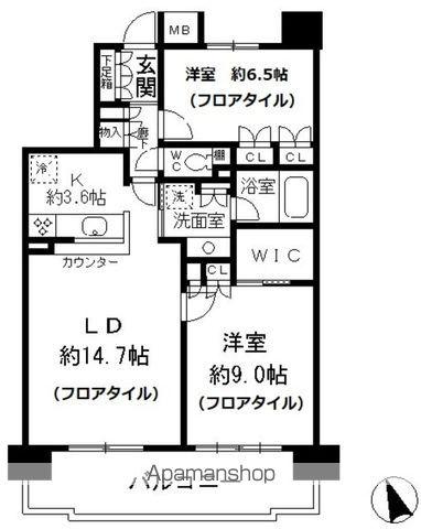 レジディア徳川(2LDK/8階)の間取り写真