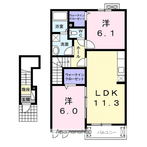 アルデーアB(2LDK/2階)の間取り写真