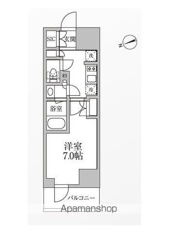 レジディア新御徒町2(1K/6階)の間取り写真