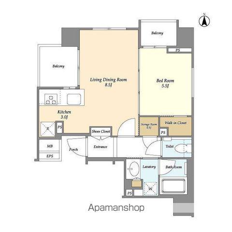 ミリアレジデンス中野坂上(1LDK/4階)の間取り写真