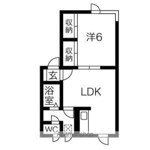プラザ文教台B(1LDK/2階)の間取り写真
