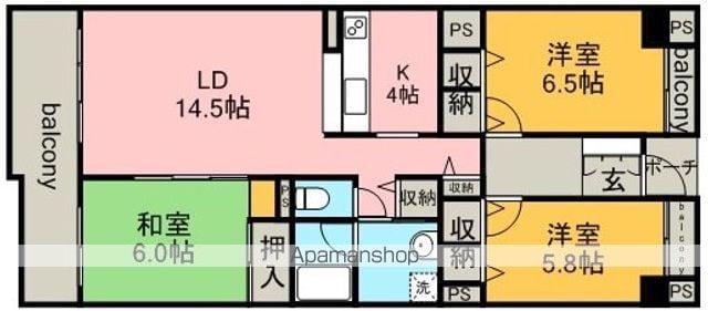 サンハイツ中央台 I棟(3LDK/8階)の間取り写真