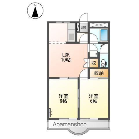 向日葵弐番館(2LDK/2階)の間取り写真