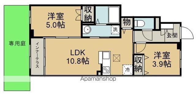 鶴ヶ島市脚折町6丁目アパートⅡ期(2LDK/1階)の間取り写真