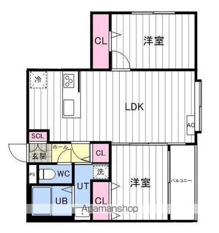 アルファスクエア南1西18(2LDK/8階)の間取り写真