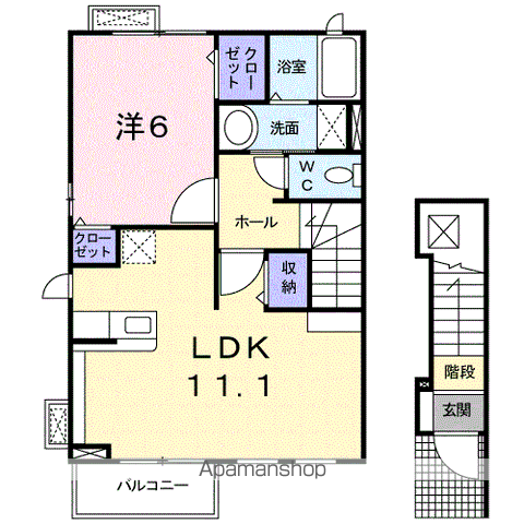 シュティルシェーネ 2(1LDK/2階)の間取り写真